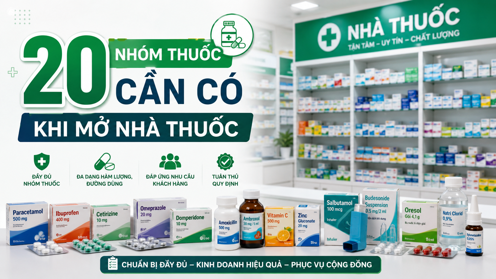 TOP 20 NHÓM THUỐC CẦN CÓ KHI MỞ NHÀ THUỐC